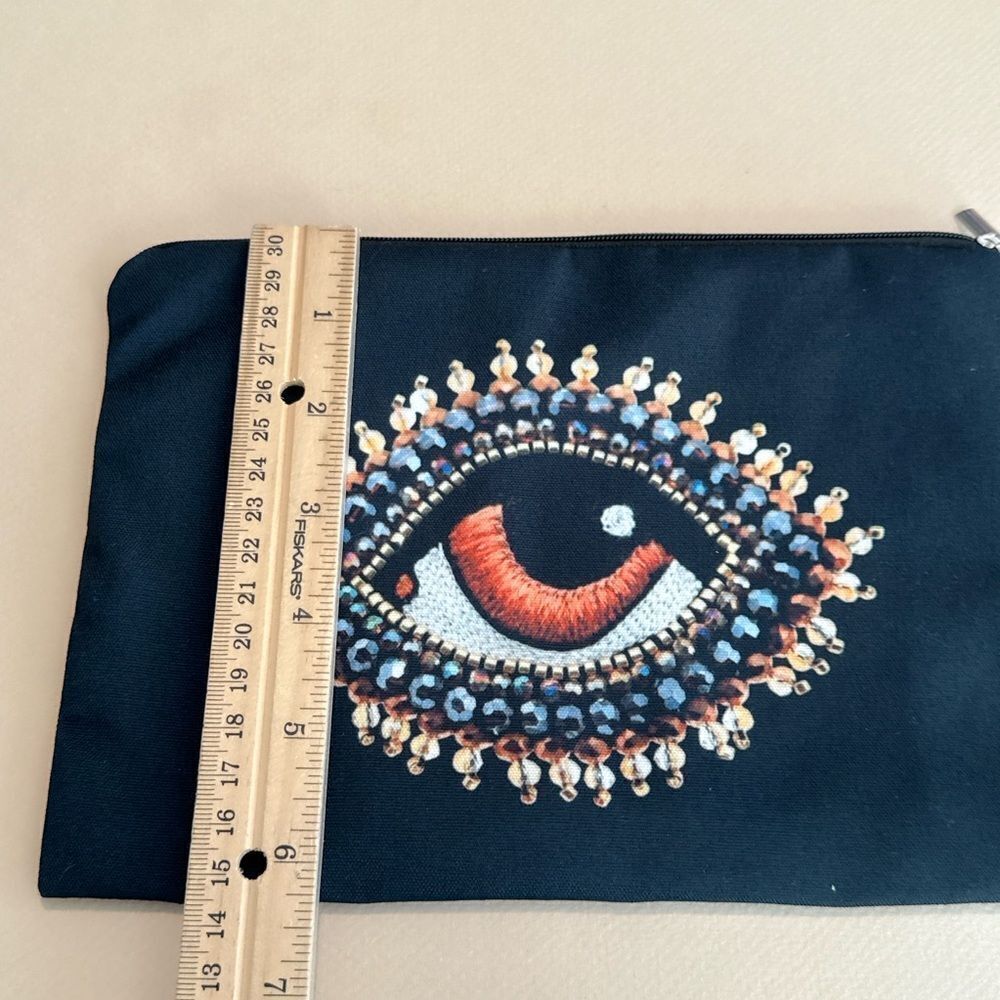 Embroidered Eye Design Black Clutch W1 - Picture 4 of 6